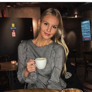 Grey Plaid Ruffle Top